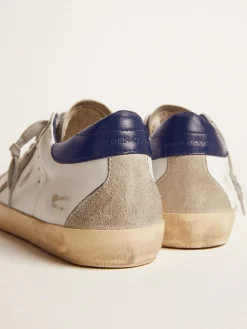 Clearance Golden Goose Super-Star masculino com estrela de suede e talão azul Cabedal: 100% couro bovino
