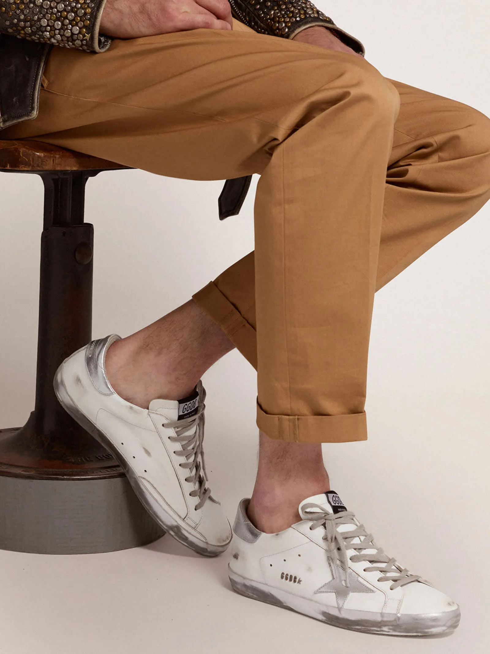 Best Sale Golden Goose Super-Star masculino com estrela e talão de glitter Cabedal de couro de bezerro