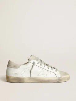 Best Golden Goose Super-Star masculino com estrela perfurada e talão cinza gelo Cor: branco