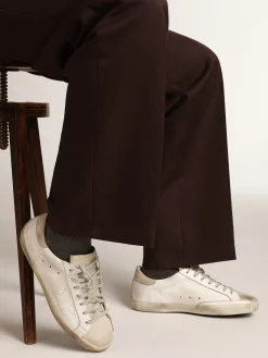 Best Golden Goose Super-Star masculino com estrela perfurada e talão cinza gelo Cor: branco