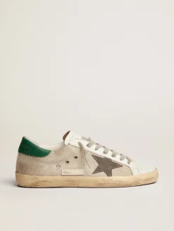 Discount Golden Goose Super-Star Masculino de tela prateada clara com estrela cinza Cabedal em malha prateada clara