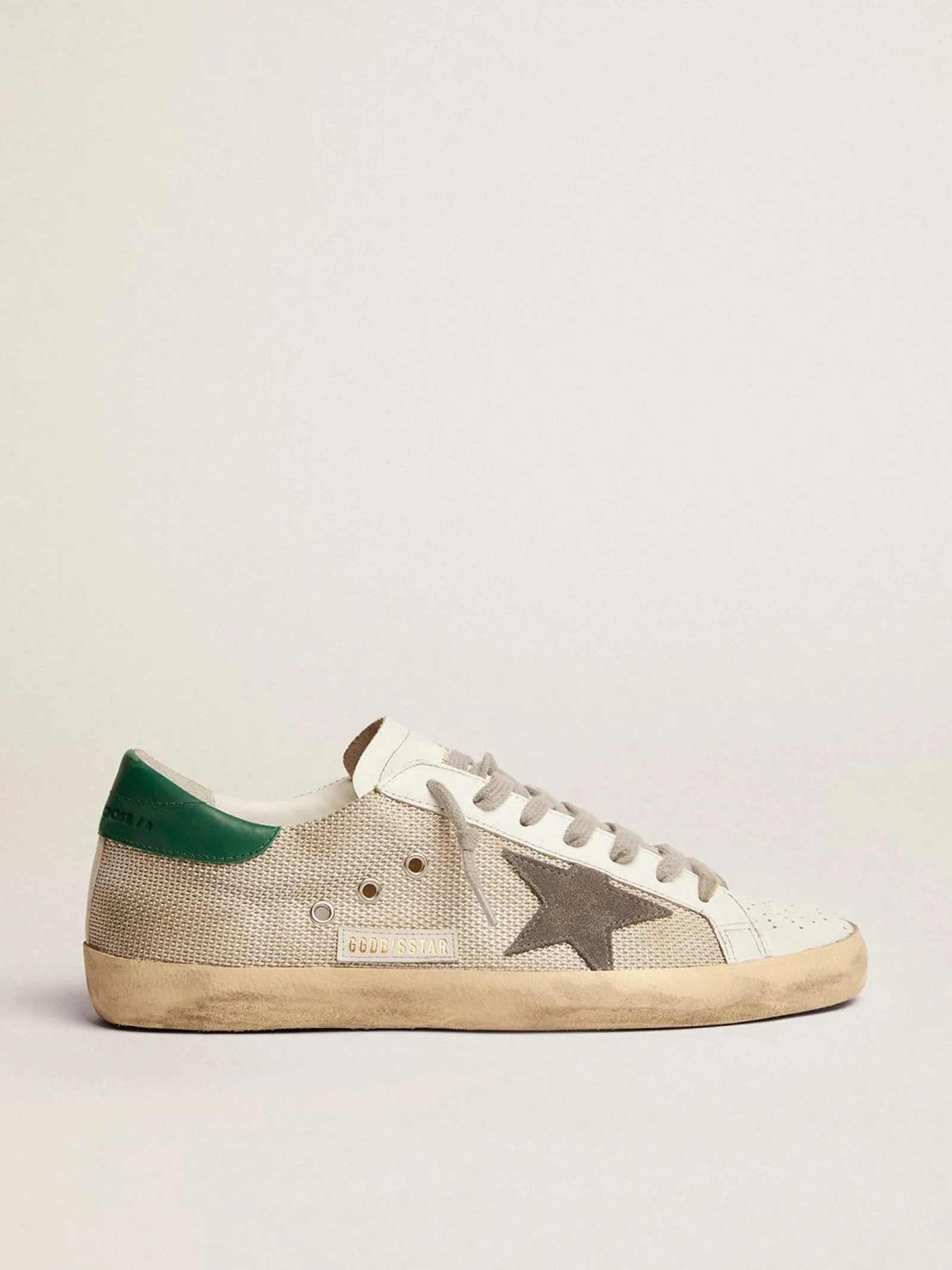 Discount Golden Goose Super-Star Masculino de tela prateada clara com estrela cinza Cabedal em malha prateada clara