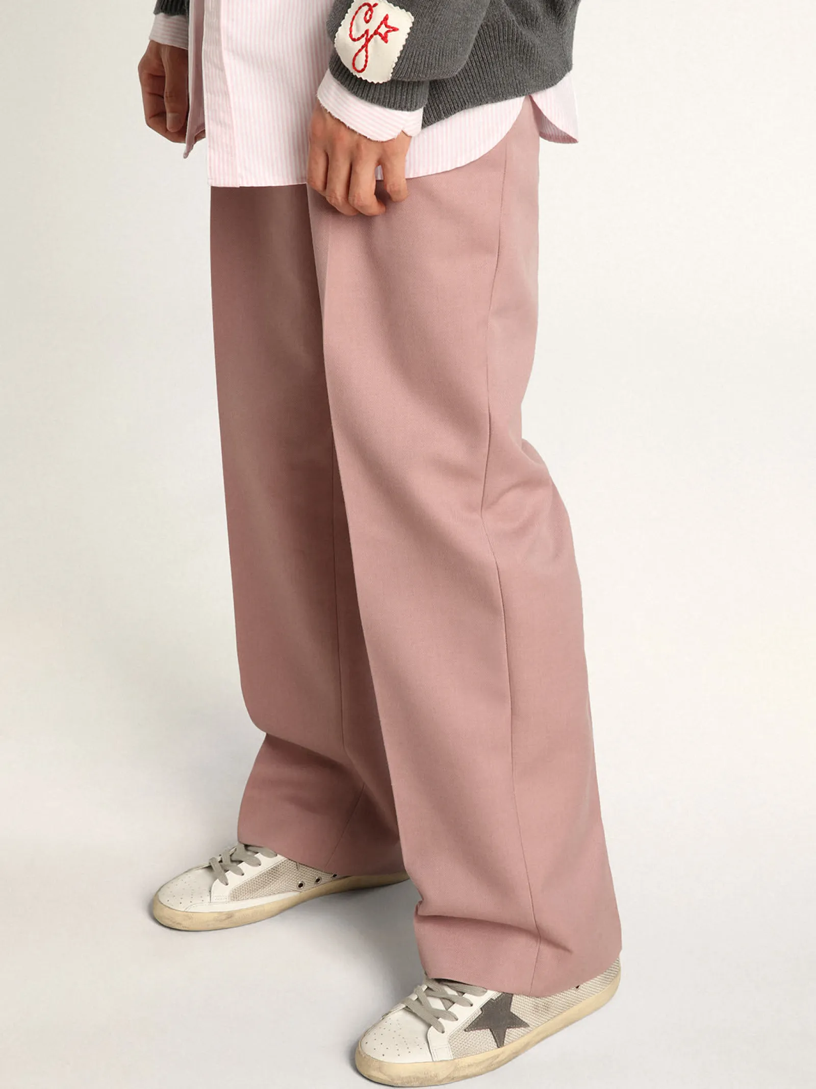Discount Golden Goose Super-Star Masculino de tela prateada clara com estrela cinza Cabedal em malha prateada clara