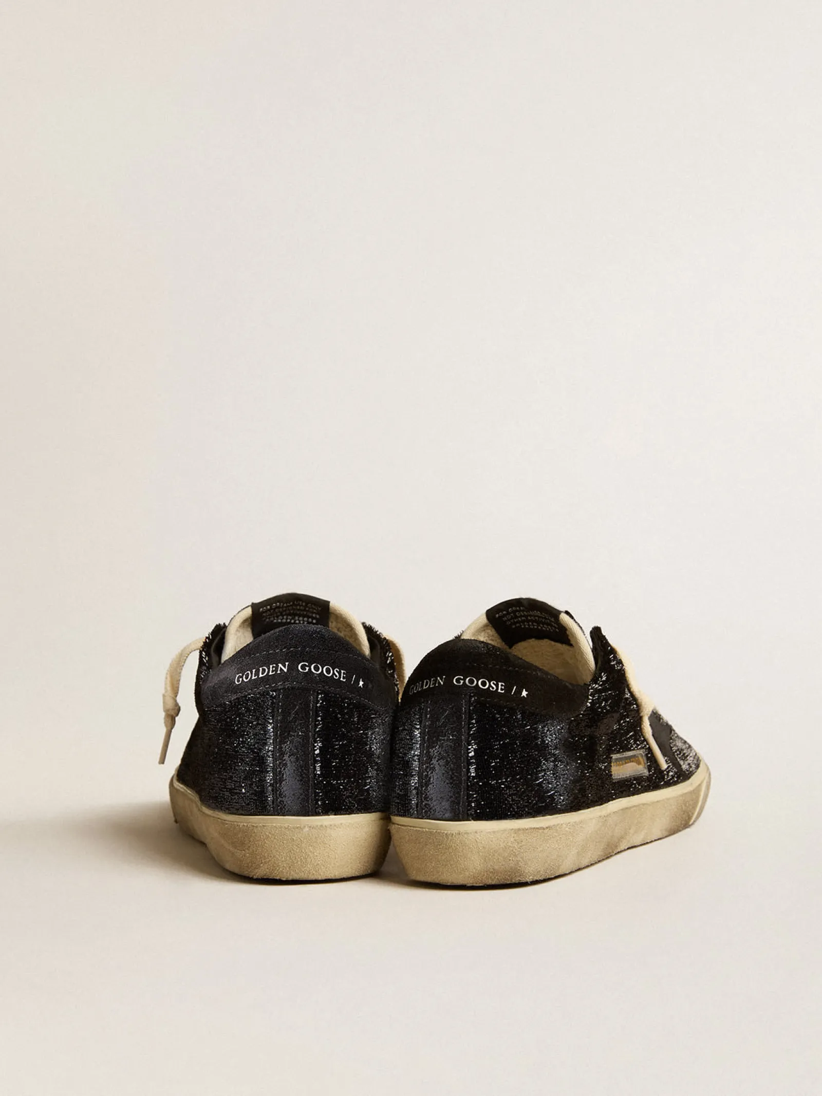 Online Golden Goose Super-Star Masculino de veludo e suede pretos com estrela de suede preto Cabedal de veludo e suede pretos