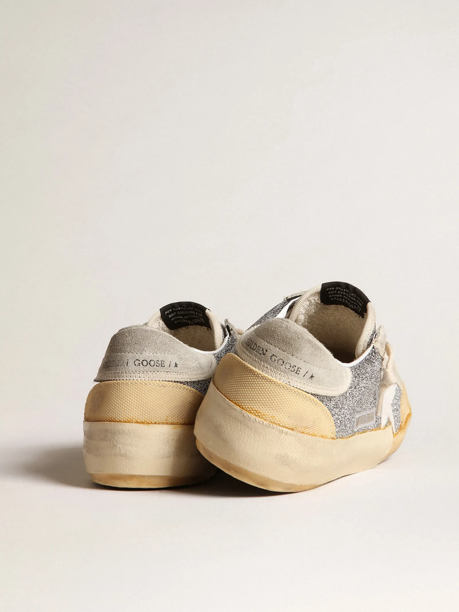 Flash Sale Golden Goose Super-Star Masculino LAB com estrela branca e cabedal glitter Swarovski Cabedal de glitter prateado