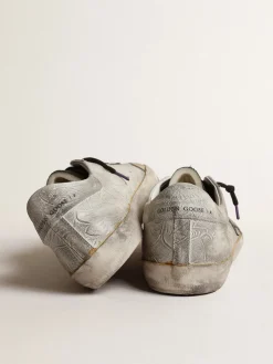 Flash Sale Golden Goose Super-Star Masculino LAB com estampa floral e estrela de couro preto Cabedal de suede branco com estampa floreal
