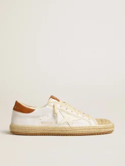 Clearance Golden Goose Super-Star Masculino LTD de lona com estrela de couro branco e biqueira de ráfia Cabedal de lona branca