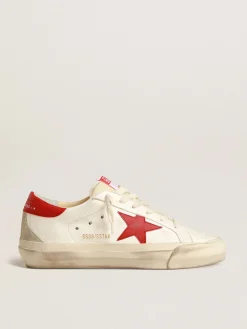 Hot Golden Goose Super-Star Masculino LTD de napa com estrela e talão vermelhos Cabedal de napa branca