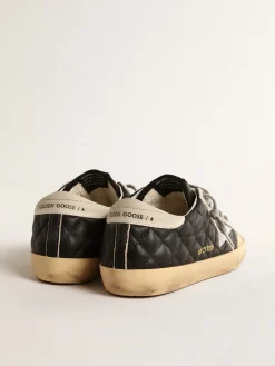Store Golden Goose Super-Star Penstar de napa matelassê preta com estrela prateada Cabedal de napa preta matelassê