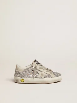 Store Golden Goose Super-Star Young com glitter prateado Cabedal: 29% polietileno, 25% poliuretano, 24% couro bovino, 11% algodão, 11% viscose