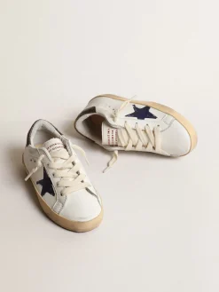 Sale Golden Goose Super-Star Young de napa com estrela estampada e talão preto Cabedal de napa branca