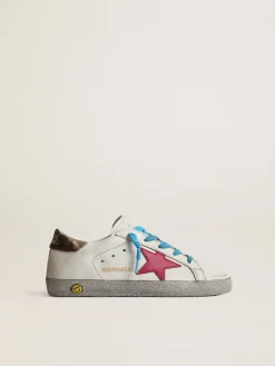 Cheap Golden Goose Super-Star young LTD com estrela fúcsia e reforço em glitter Cabedal de couro