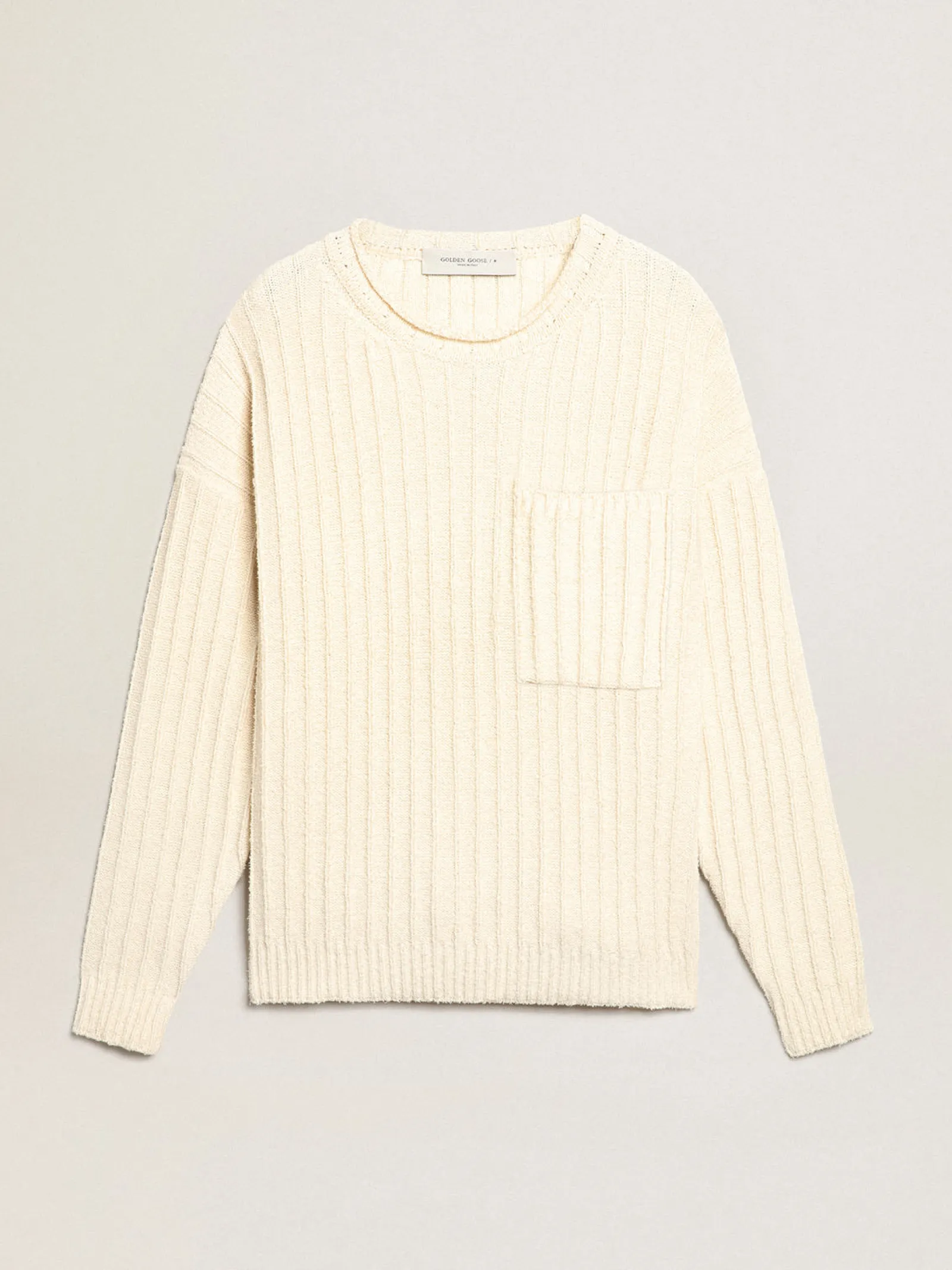 Best Sale Golden Goose Suéter de gola redonda de linha de algodão misto cor de papiro Cor: papiro