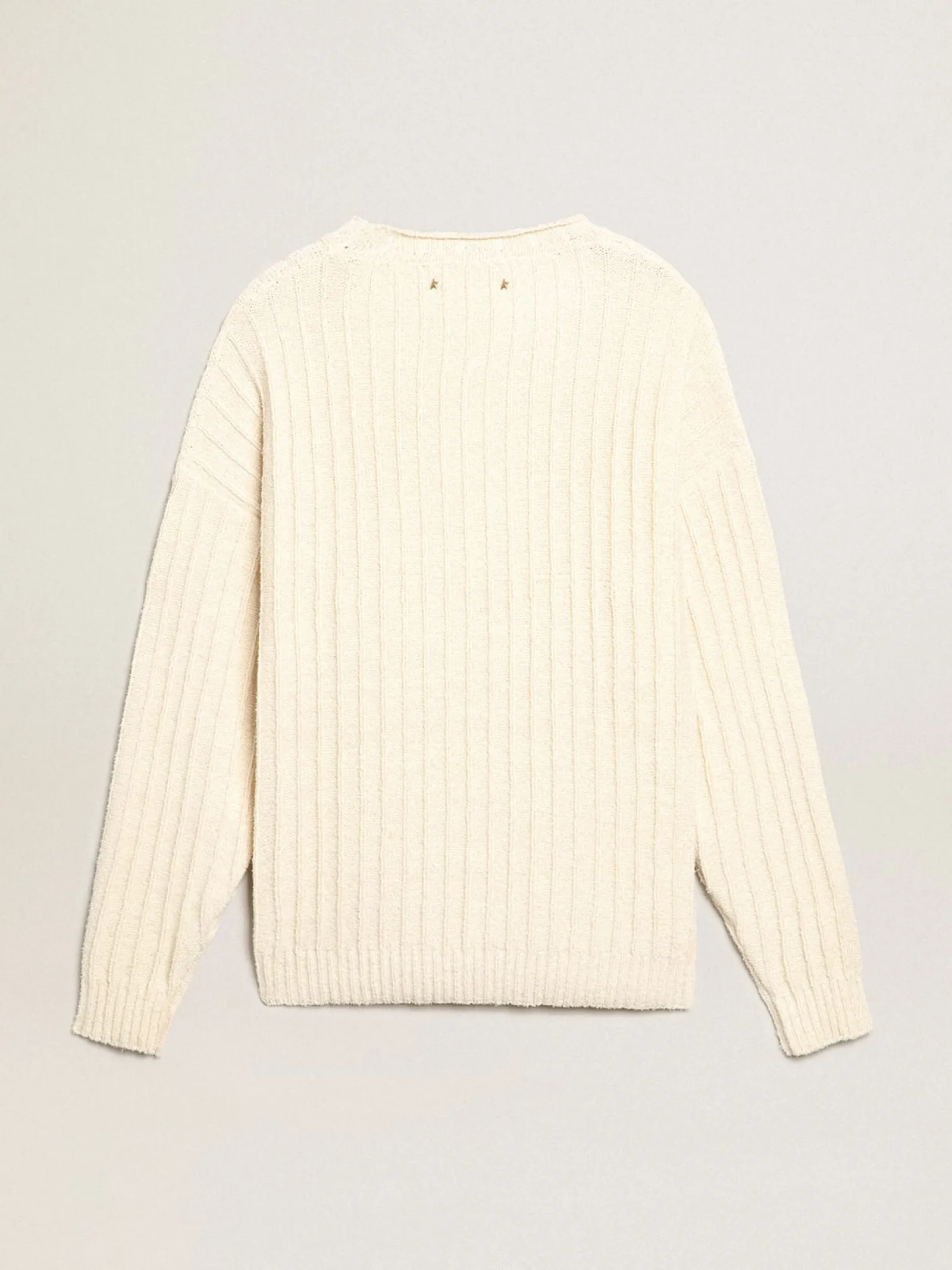 Best Sale Golden Goose Suéter de gola redonda de linha de algodão misto cor de papiro Cor: papiro