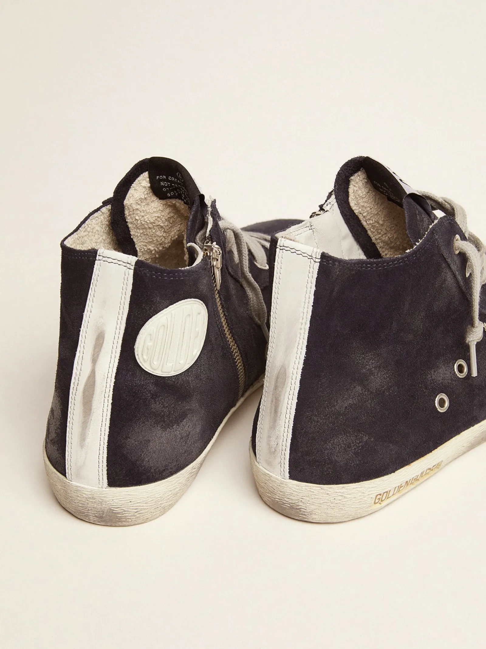 Cheap Golden Goose Tênis Francy de couro com estrela e talão de couro Cabedal de couro de bezerro tipo camurça