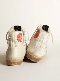 Best Golden Goose Tênis Francy de lona cor marfim com estrela de couro branco Cabedal de lona cor marfim
