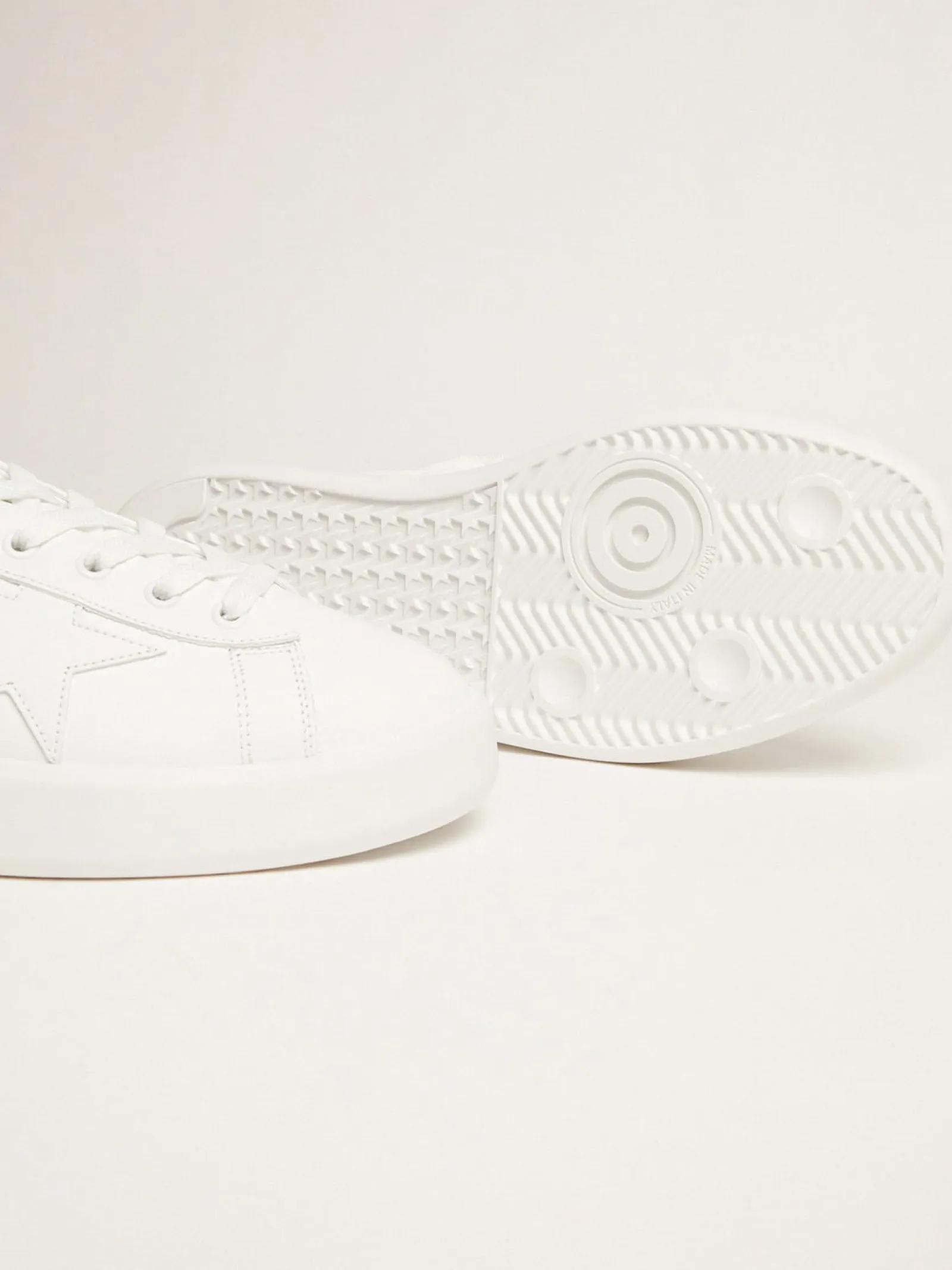 Cheap Golden Goose Tênis Purestar branco com talão laranja fluorescente Material principal: 100% couro bovino