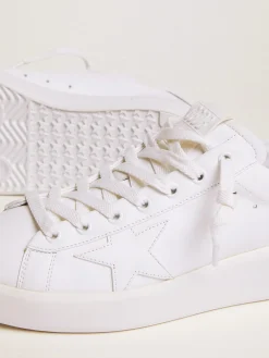 Cheap Golden Goose Tênis Purestar com talão de glitter prateado Cor: branco