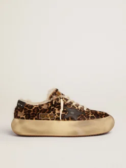 Clearance Golden Goose Tênis Space-Star de couro cavalinho com estampa animal print e forro de shearling Cabedal de couro cavalinho com estampa animal print