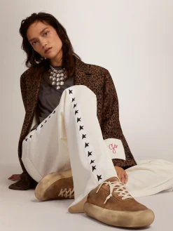 Clearance Golden Goose Tênis Space-Star de suede na cor tabaco e forro de shearling Cabedal de suede na cor tabaco