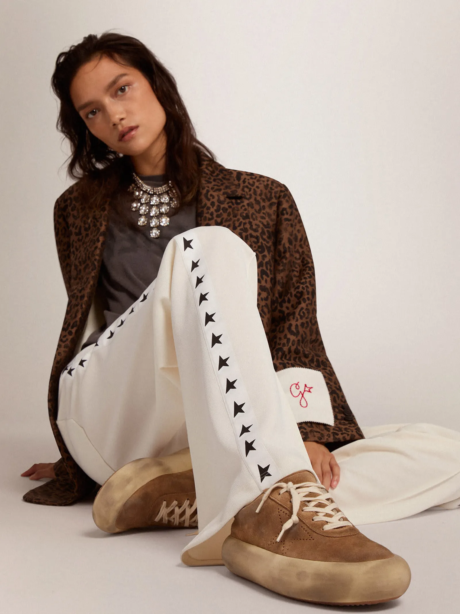 Clearance Golden Goose Tênis Space-Star de suede na cor tabaco e forro de shearling Cabedal de suede na cor tabaco