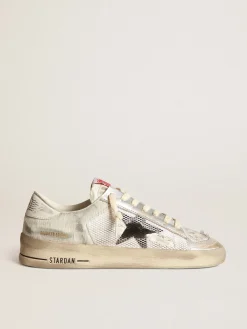 Hot Golden Goose Tênis Stardan LAB de couro cavalinho e couro brancos com estrela de suede preto Cabedal de couro cavalinho e couro brancos