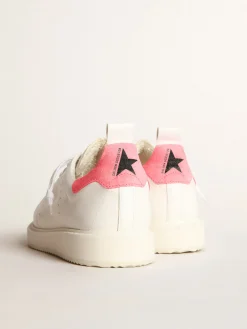 Store Golden Goose Tênis Starter em napa branca com talão de suede rosa Cor: branco