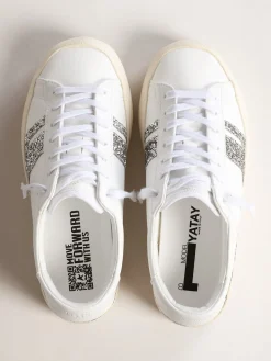 Flash Sale Golden Goose Tênis Yatay Model 1B sustentável com cabedal branco realizado em material biobaseado e Y de glitter prateado reciclado Cabedal branco realizado em Yatay B, material biobaseado derivado de fontes vegetais não alimentares