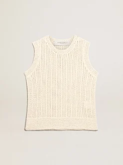 New Golden Goose Top sem manga de tricô cor de papiro Cor: papiro