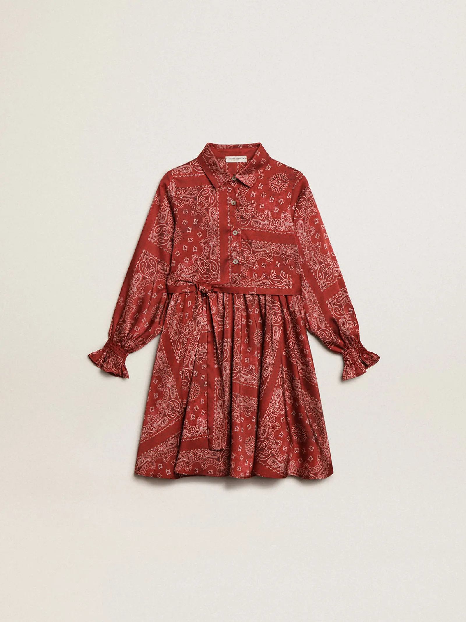 Fashion Golden Goose Vestido chemise infantil feminino bordô com estampa caxemira Golden Collection