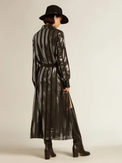 Flash Sale Golden Goose Vestido chemise preto com aplicações metálicas Coleção Journey