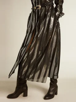 Flash Sale Golden Goose Vestido chemise preto com aplicações metálicas Coleção Journey