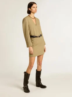 Outlet Golden Goose Vestido curto de lã cor de faia clara Coleção Journey