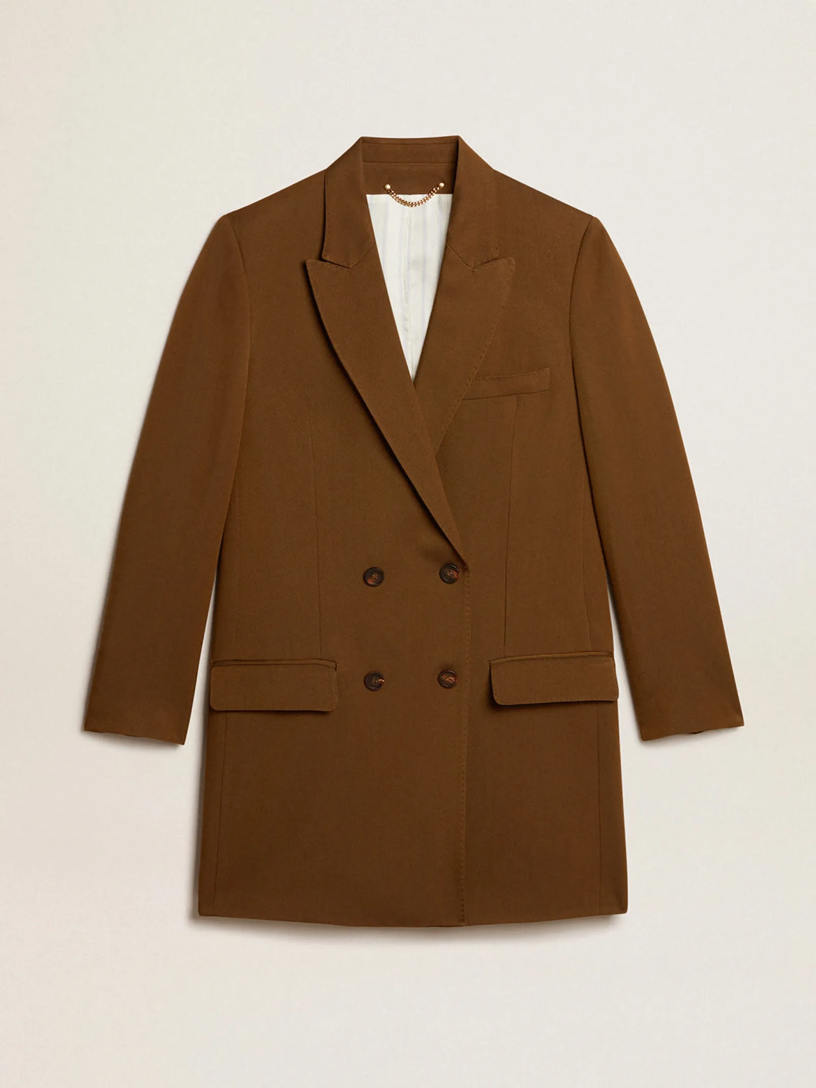 Outlet Golden Goose Vestido curto de lã cor de faia com botões de chifre Cor: faia