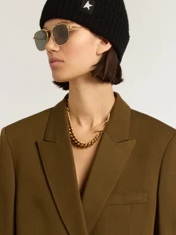 Outlet Golden Goose Vestido curto de lã cor de faia com botões de chifre Cor: faia