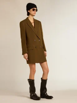 Outlet Golden Goose Vestido curto de lã cor de faia com botões de chifre Cor: faia