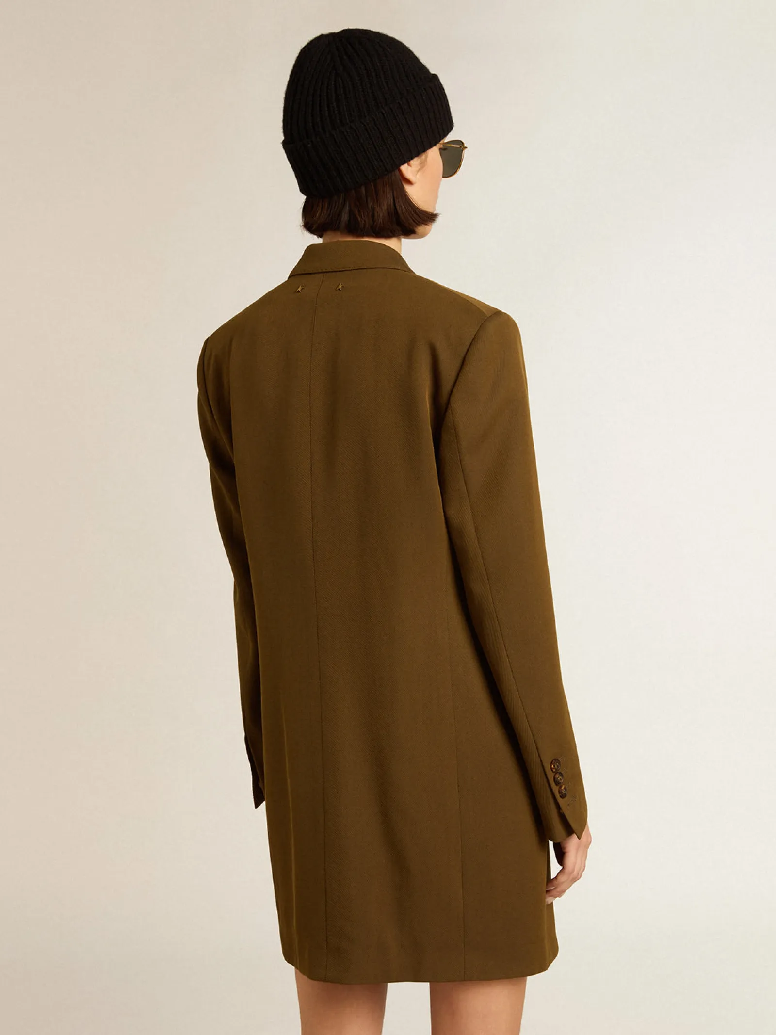 Outlet Golden Goose Vestido curto de lã cor de faia com botões de chifre Cor: faia