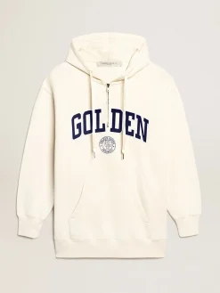 Sale Golden Goose Vestido de moletom branco com capuz e patch Golden Cor: branco heritage
