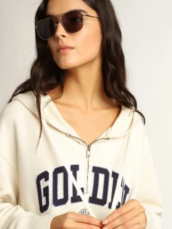 Sale Golden Goose Vestido de moletom branco com capuz e patch Golden Cor: branco heritage