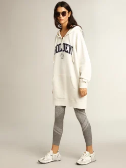 Sale Golden Goose Vestido de moletom branco com capuz e patch Golden Cor: branco heritage