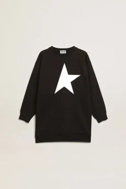 Flash Sale Golden Goose Vestido de moletom infantil feminino preto com estrela branca Star Collection