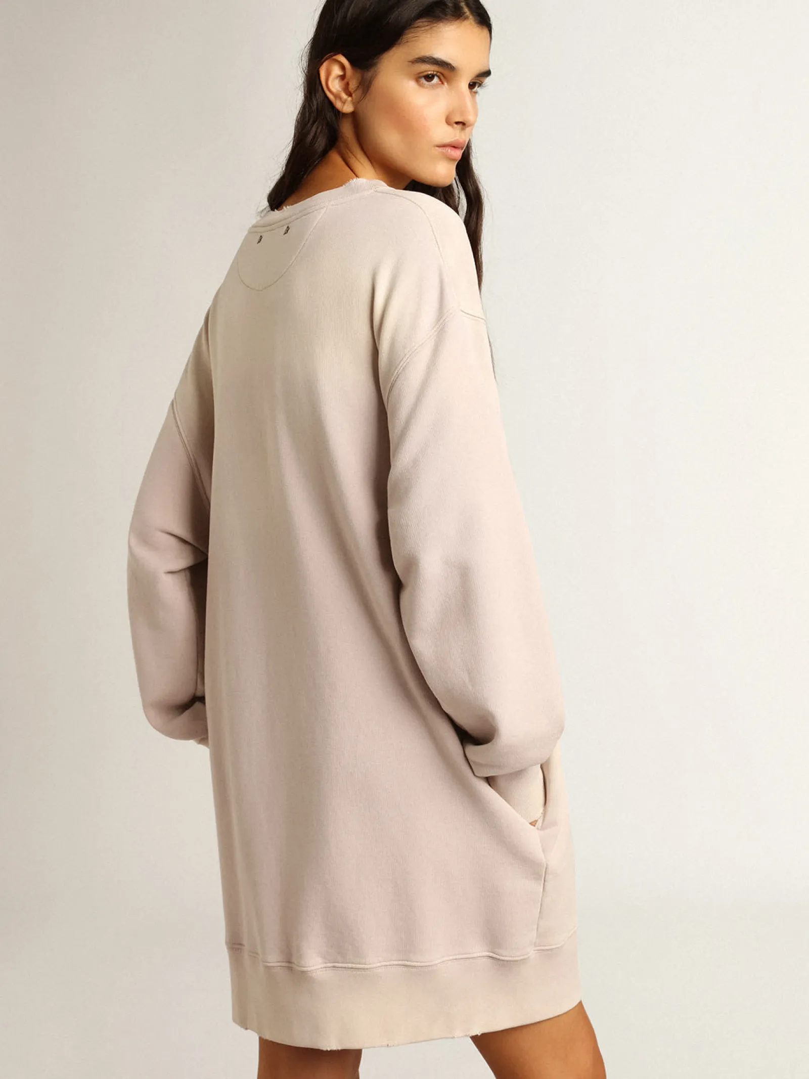 Fashion Golden Goose Vestido de moletom rosa pálido com tratamento desgastado Cor: rosa pálido