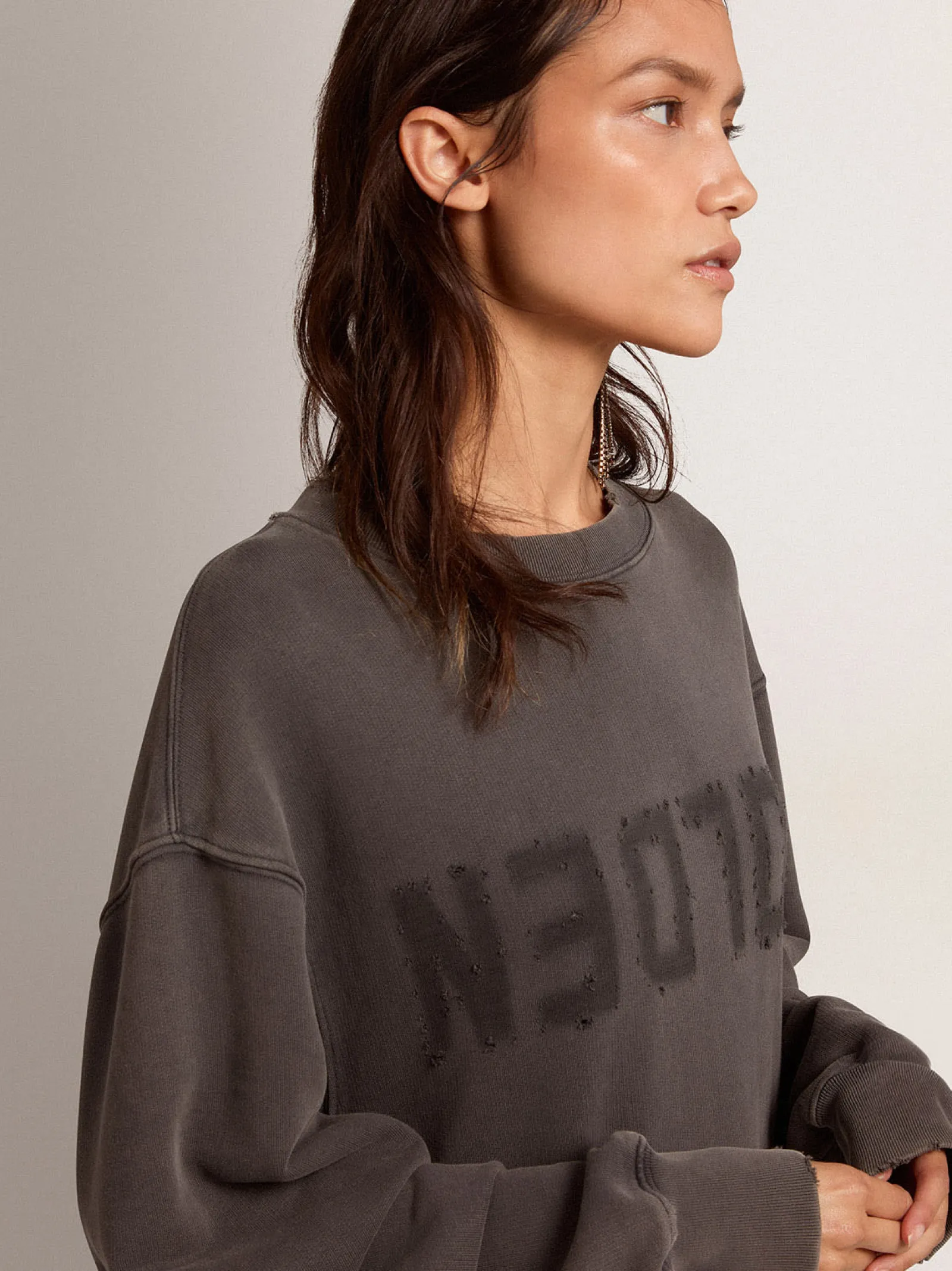 Cheap Golden Goose Vestido moletom feminino com logo cinza Cor: cinza antracite