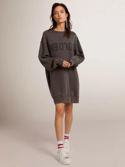 Cheap Golden Goose Vestido moletom feminino com logo cinza Cor: cinza antracite
