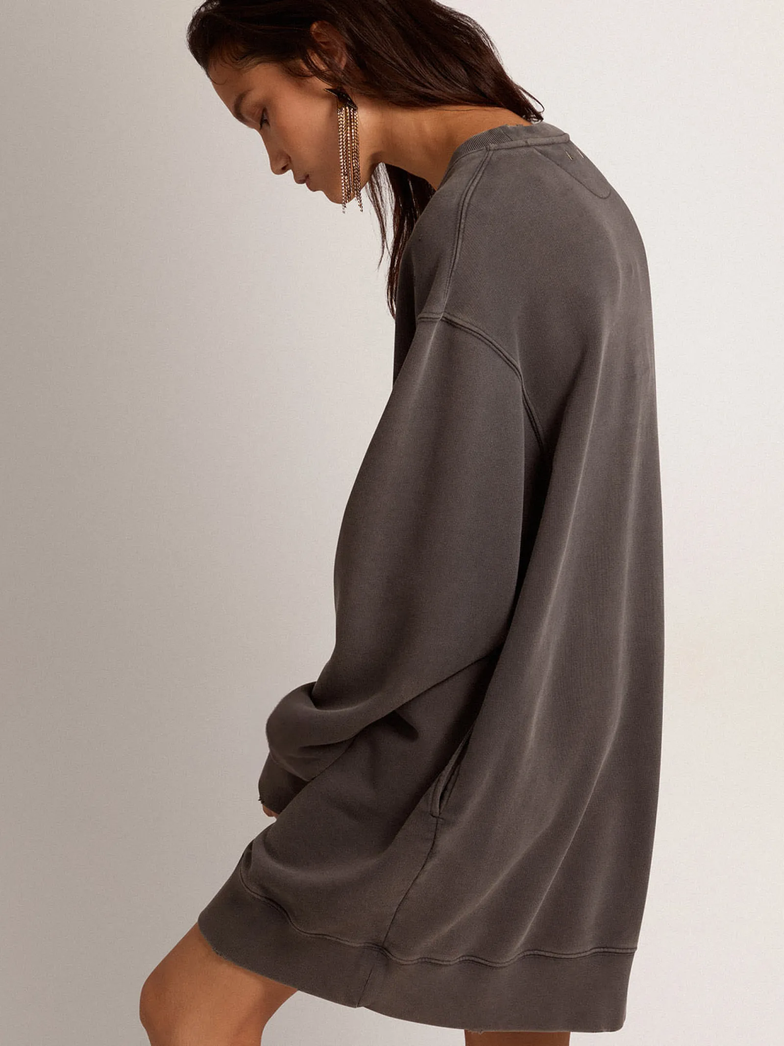 Cheap Golden Goose Vestido moletom feminino com logo cinza Cor: cinza antracite