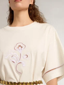 Best Sale Golden Goose Vestido t-shirt de algodão branco com cinto Coleção Resort