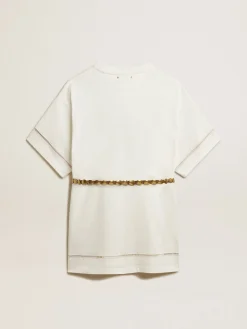 Best Sale Golden Goose Vestido t-shirt de algodão branco com cinto Coleção Resort