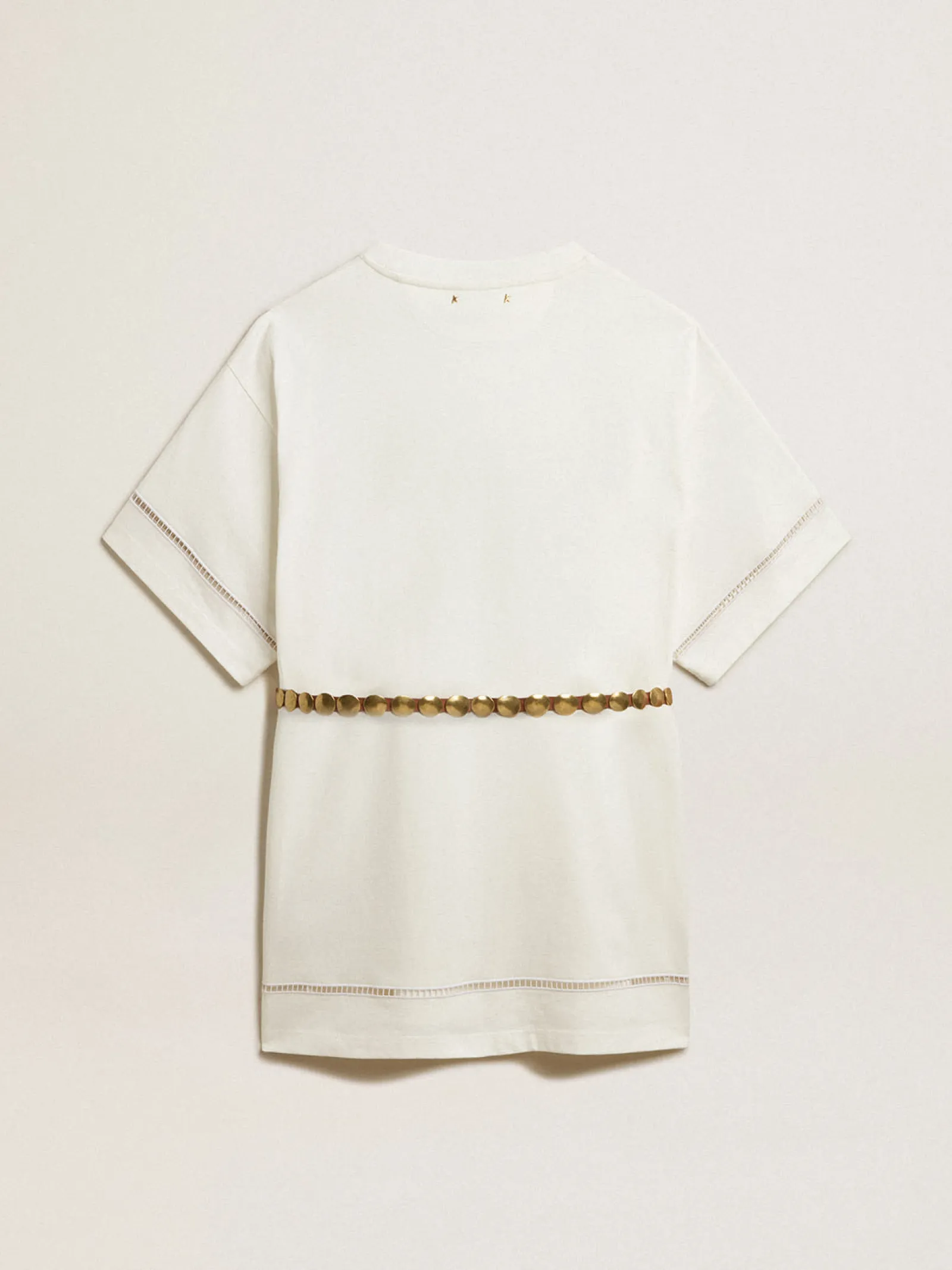 Best Sale Golden Goose Vestido t-shirt de algodão branco com cinto Coleção Resort