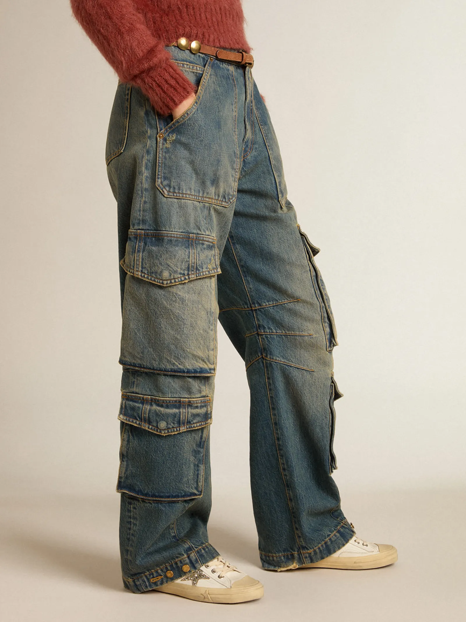 New Golden Goose V-Star de couro branco com estrela de glitter platinado Cor: branco