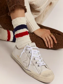 Sale Golden Goose V-Star feminino de couro com efeito vintage Material principal: 100% couro bovino
